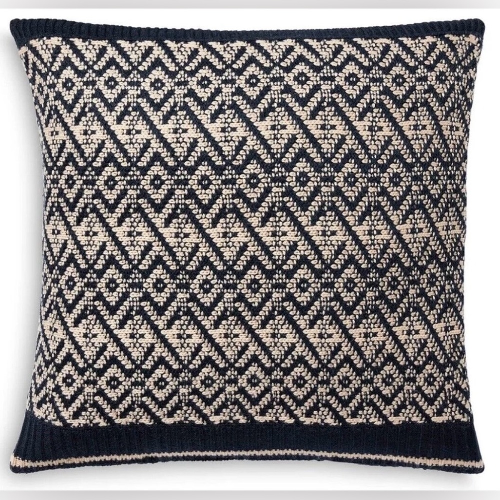 $255 NEW RALPH LAUREN HOME THROW PILLOW KNIT SWEATER BLUE CREAM FEATHER FILL